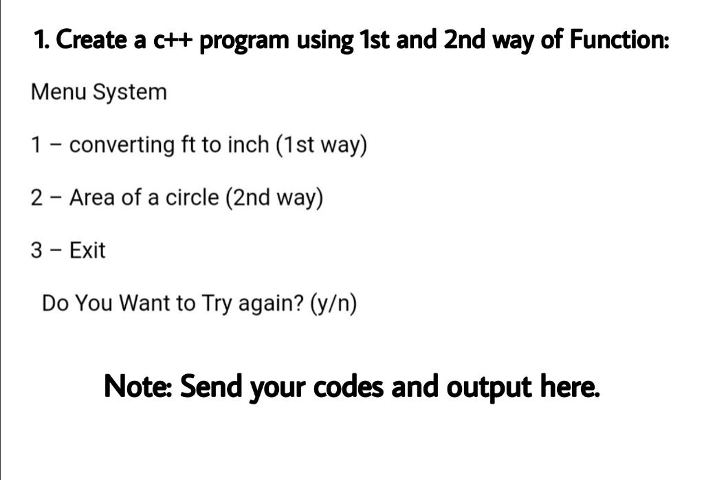 Solved 1. Create a c++ program using 1st and 2nd way of | Chegg.com