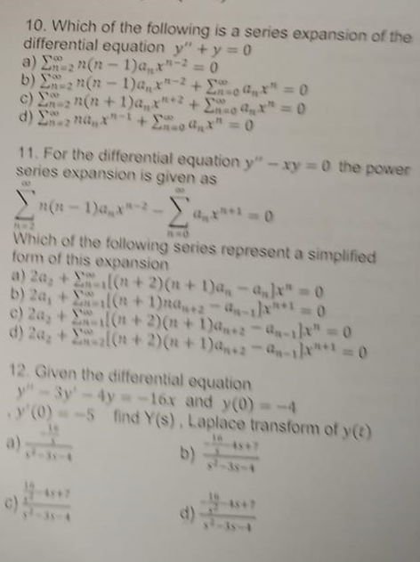 Solved 10. Which of the following is a series expansion of | Chegg.com