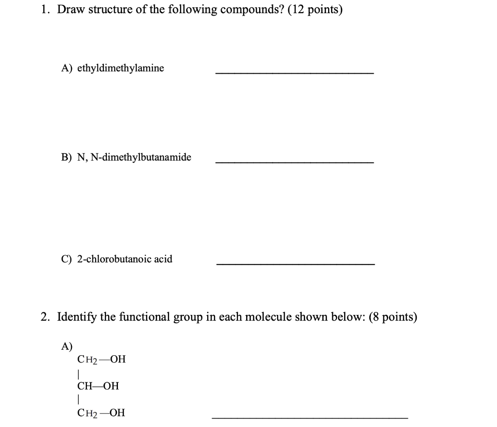 Solved 1. Draw Structure Of The Following Compounds? ( 12 | Chegg.com