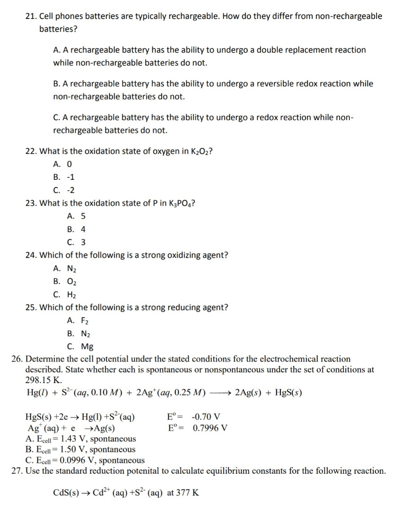 Solved 1. Assuming the following pair of half-reactions | Chegg.com