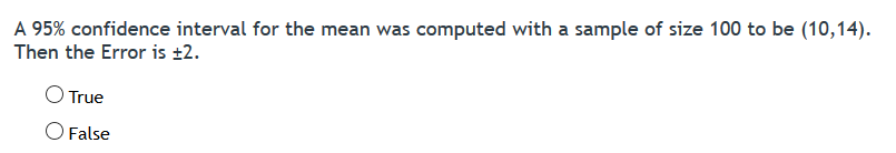 Solved A 95% confidence interval for the mean was computed | Chegg.com