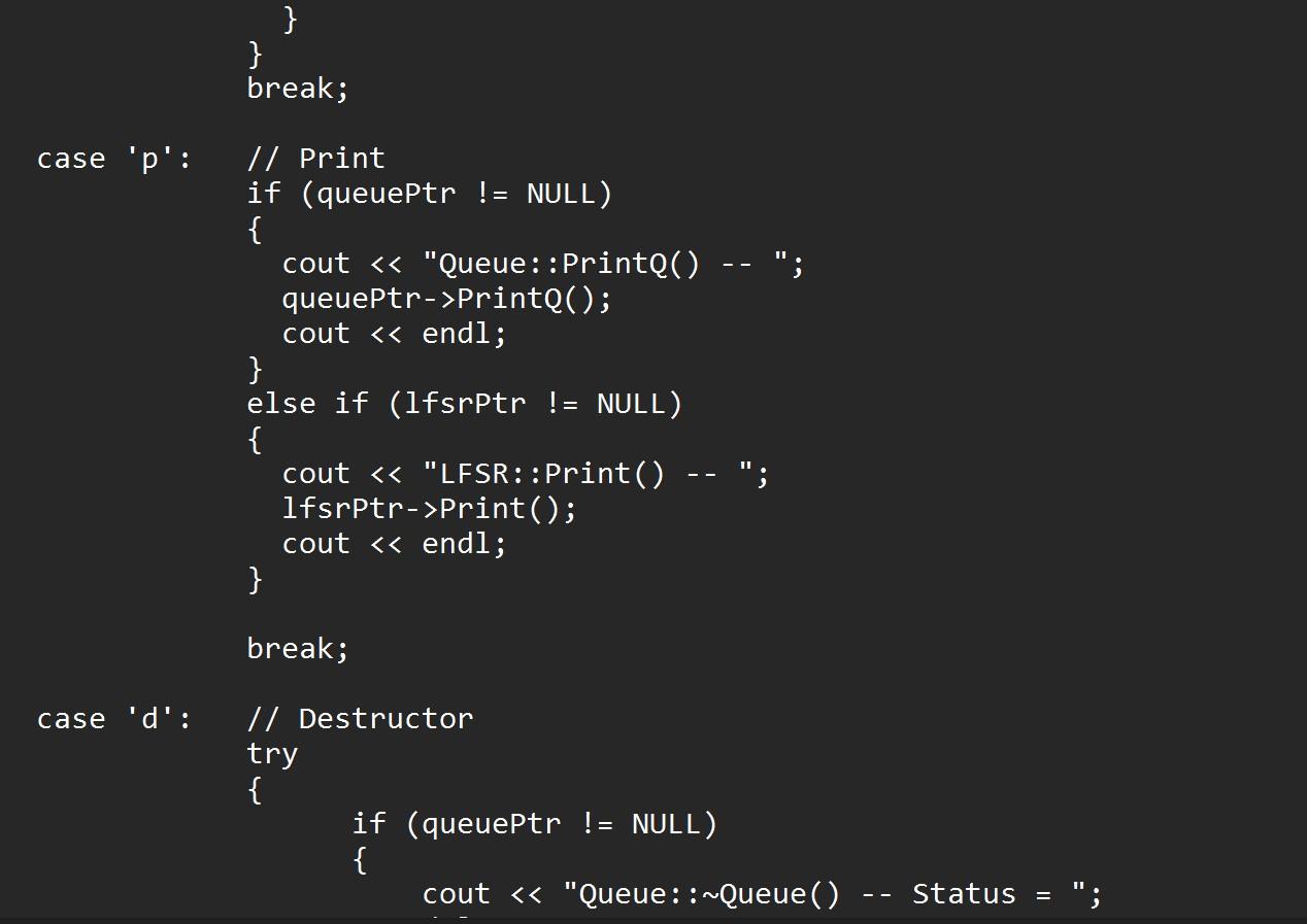 Solved Please create the C++ codes for the lfsr.cpp class | Chegg.com
