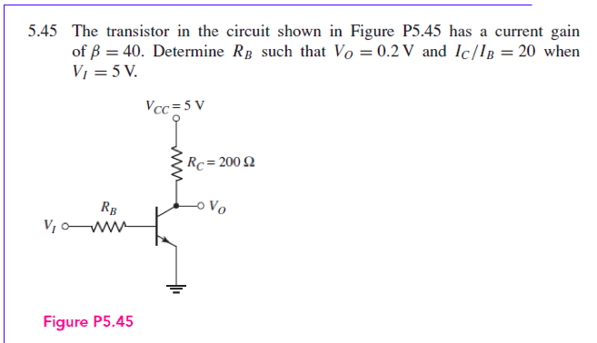 Solved 5.45 The transistor in the circuit shown in Figure | Chegg.com