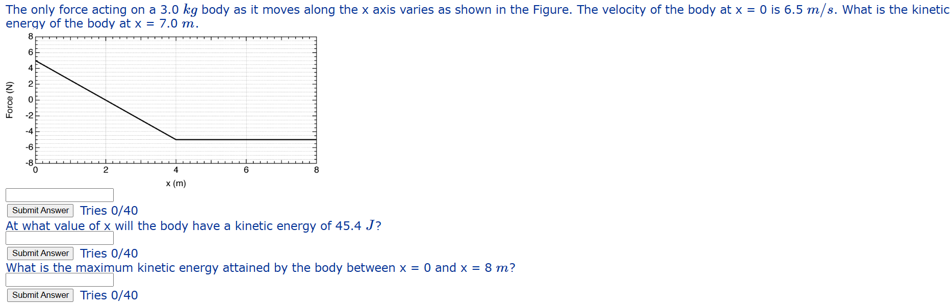 Solved The Only Force Acting On A 3.0 Kg Body As It Moves 