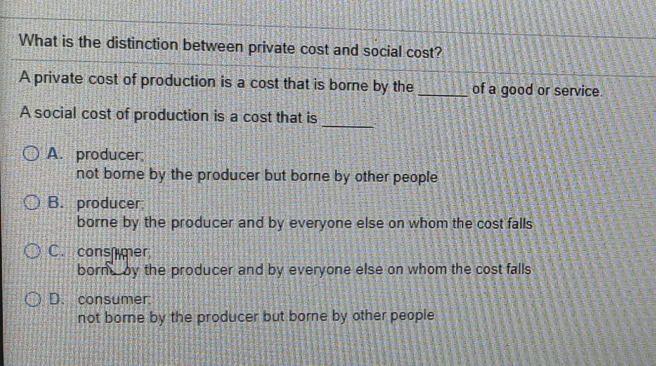 private cost of production