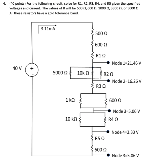 Solved 4. (40 points) For the following circuit, solve for | Chegg.com