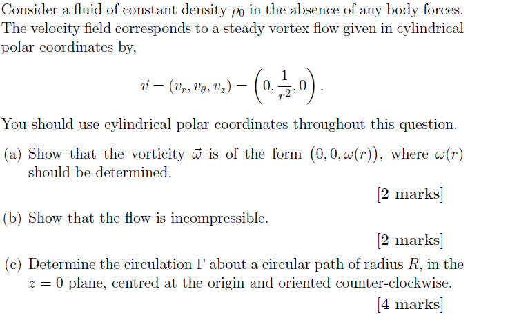Solved Consider a fluid of constant density po in the | Chegg.com