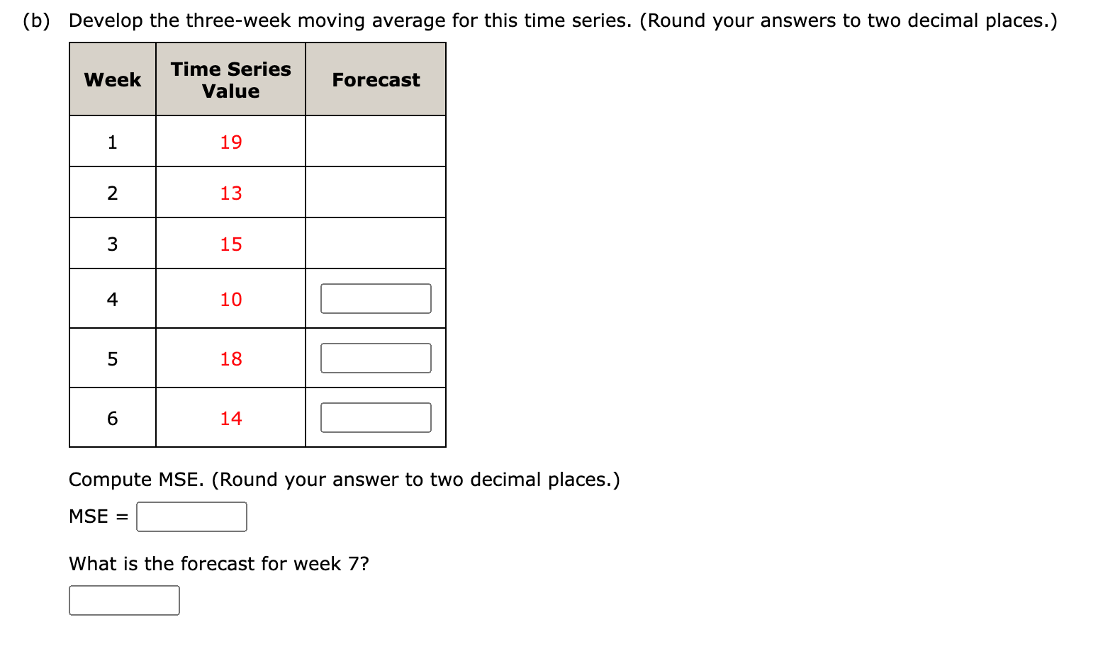 Solved Consider the following time series data. (a) | Chegg.com