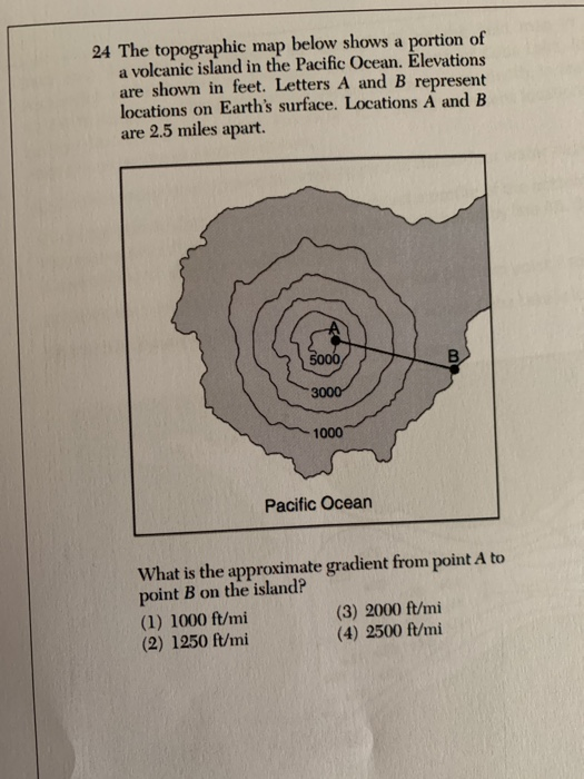 Solved 24 The topographic map below shows a portion of a
