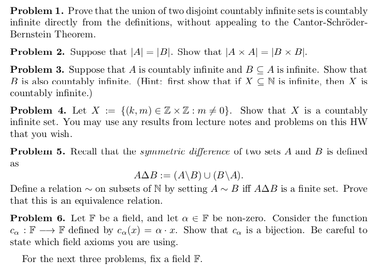 Solved Problem 1. Prove That The Union Of Two Disjoint | Chegg.com