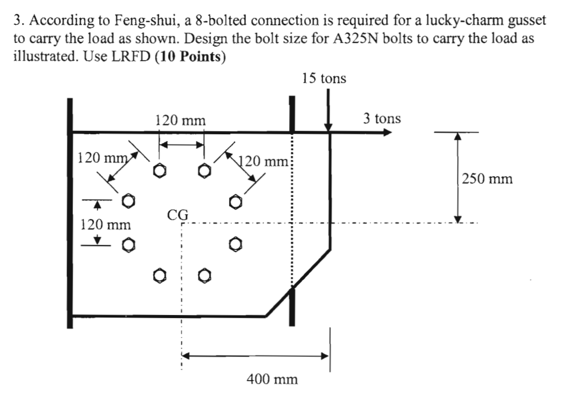 Solved 3. According to Feng-shui, a 8-bolted connection is | Chegg.com