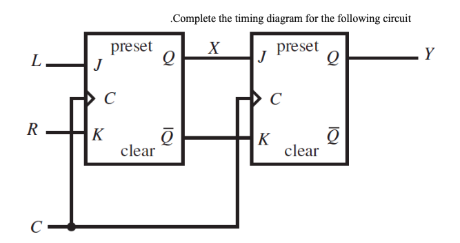 Solved Complete the timing diagram for the following circuit | Chegg.com