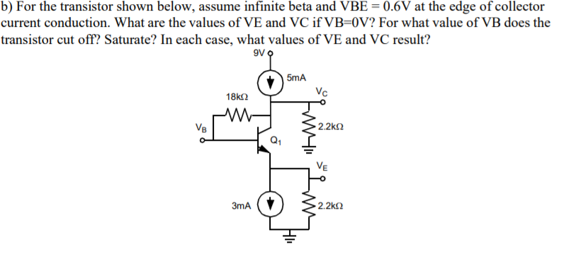 Solved B) For The Transistor Shown Below, Assume Infinite | Chegg.com