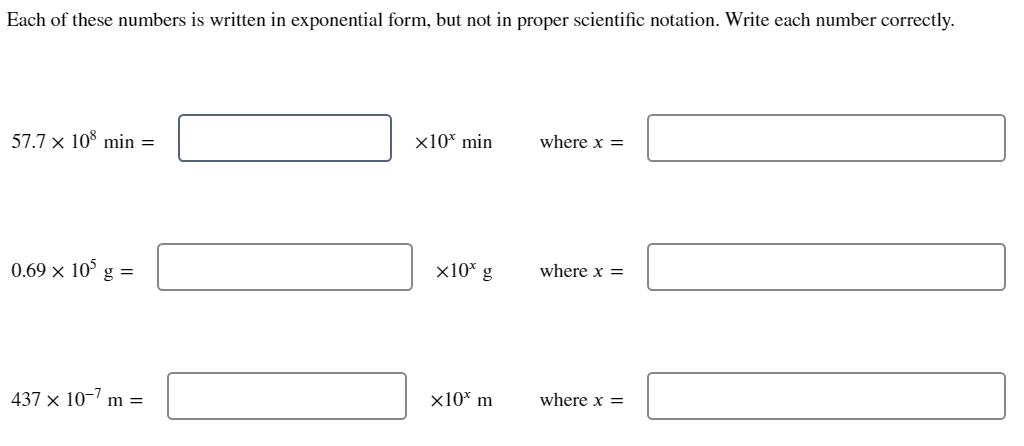 Solved Each of these numbers is written in exponential form, | Chegg.com