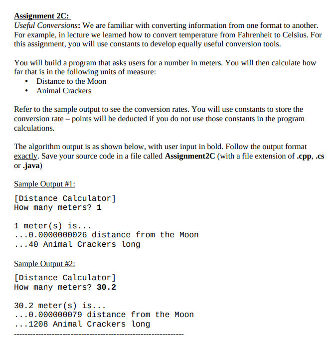 Solved Assignment 2C: Useful Conversions: We are familiar | Chegg.com