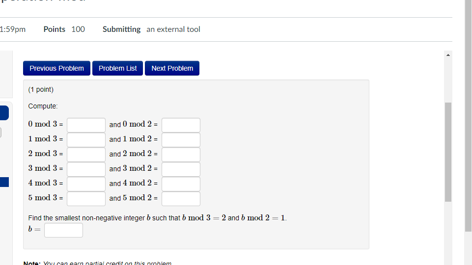Solved by 11:59pm Points 100 Submitting an external tool mod | Chegg.com