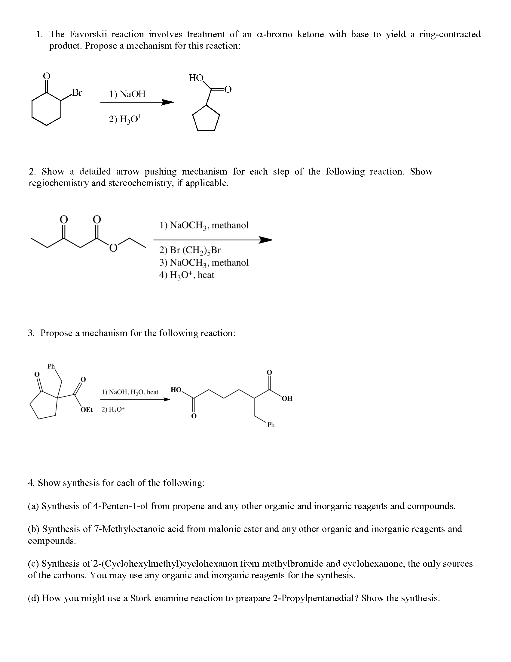 Solved 1. The Favorskii reaction involves treatment of an | Chegg.com