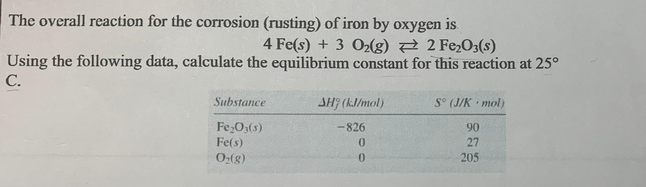 Solved The overall reaction for the corrosion (rusting) of | Chegg.com