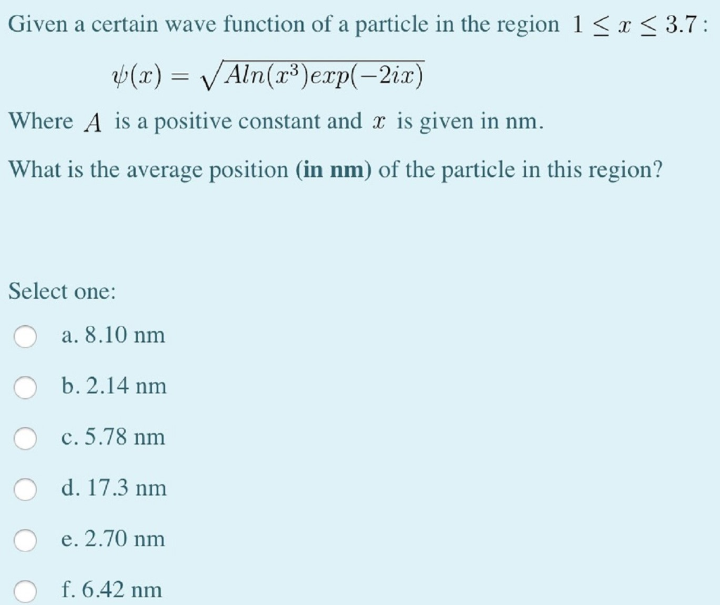 Solved Given a certain wave function of a particle in the | Chegg.com
