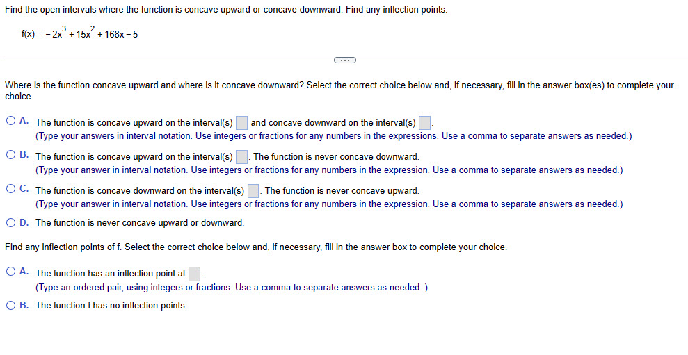 Solved Find the open intervals where the function is concave | Chegg.com