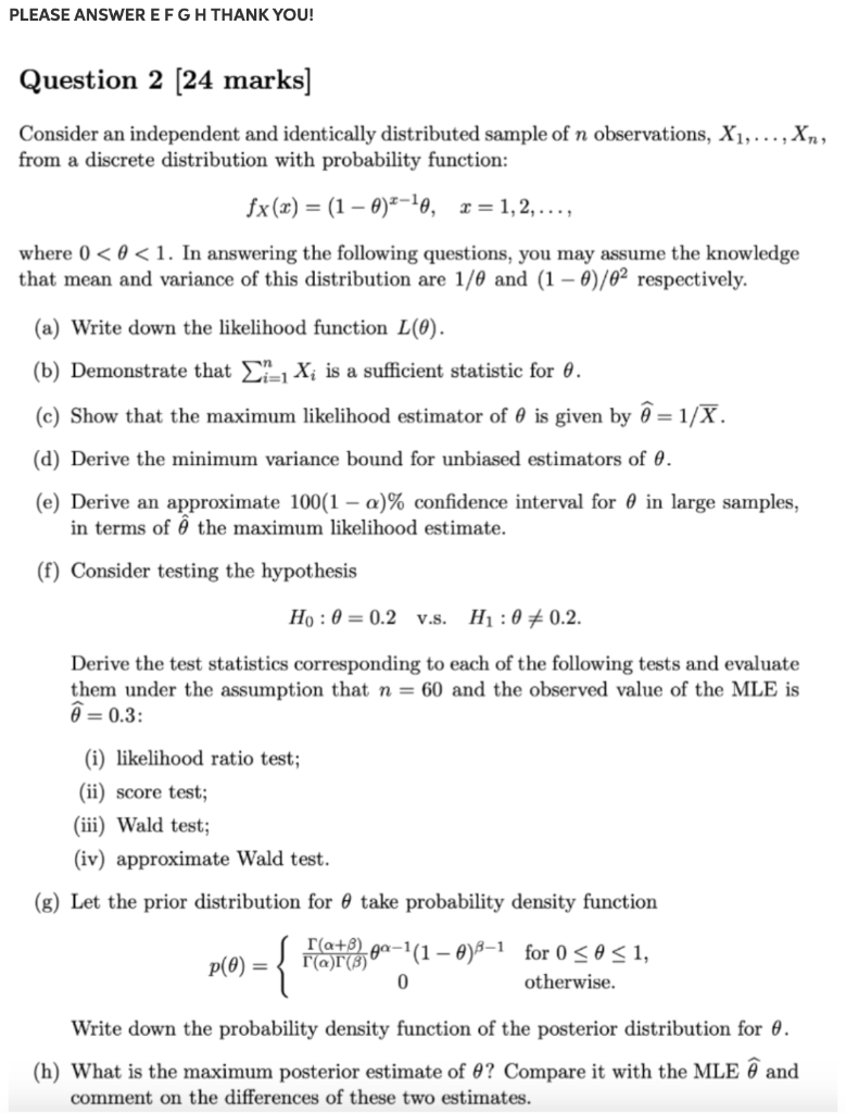 Solved Please Answer Efgh Thank You Question 2 24 Marks Chegg Com