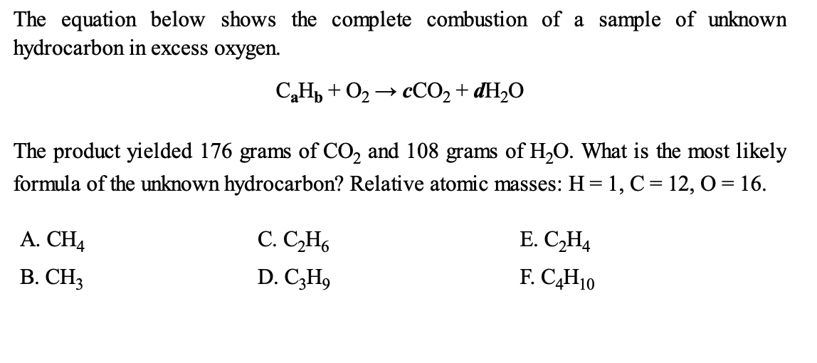 Solved The equation below shows the complete combustion of a | Chegg.com