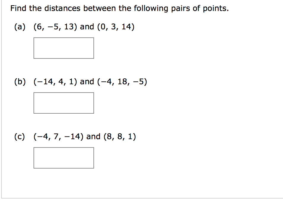 Solved Find the distances between the following pairs of | Chegg.com