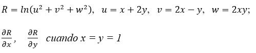Solved R = ln(u² + y2 + w2), u= x + 2y, v = 2x - y, w = 2xy; | Chegg.com