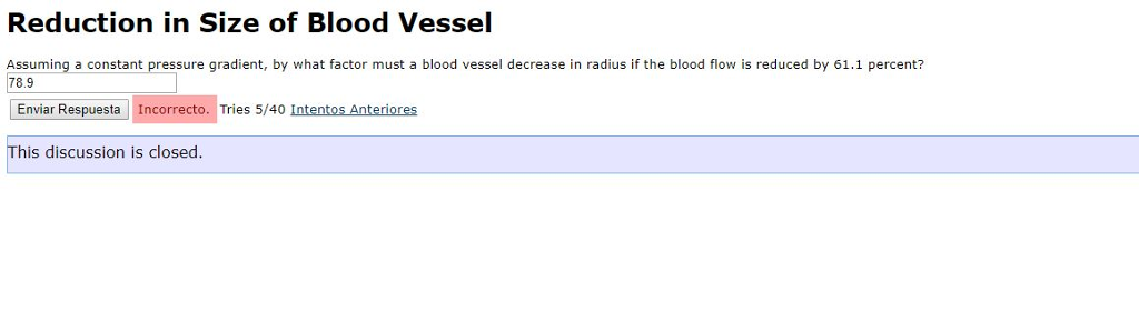 Solved Reduction in Size of Blood Vessel: Assuming a | Chegg.com