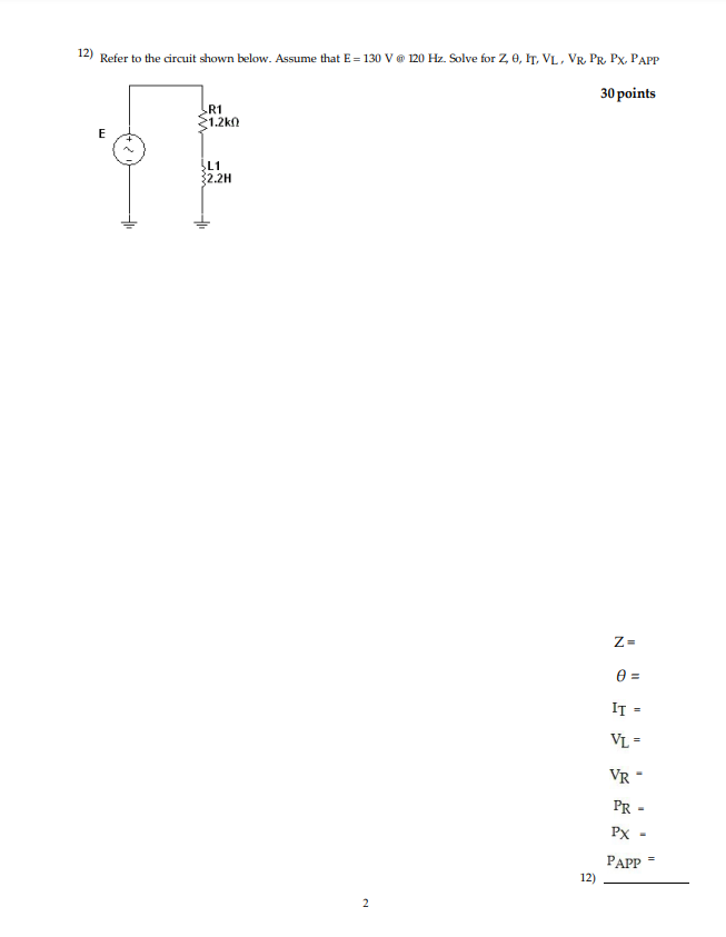 Solved 12) Refer to the circuit shown below. Assume that | Chegg.com