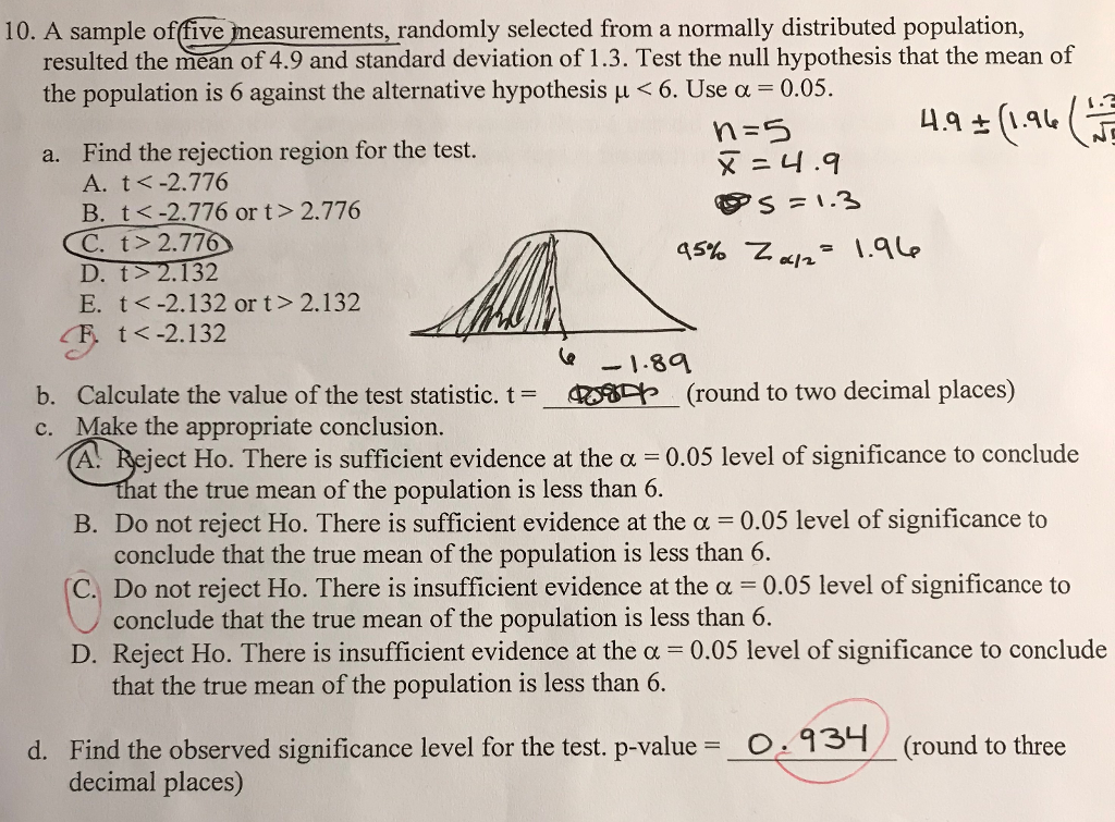 Solved 10 A Sample Of five Measurements Randomly Selected Chegg
