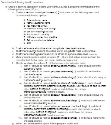 Solved Complete The Following Two (2) Exercises. 1) Create A | Chegg.com