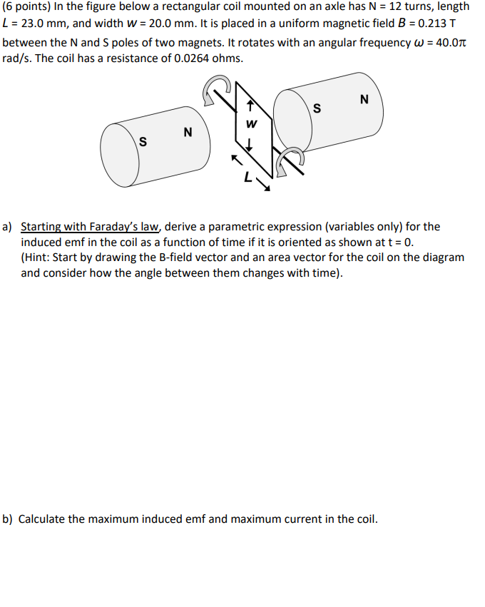 Solved (6 points) In the figure below a rectangular coil | Chegg.com