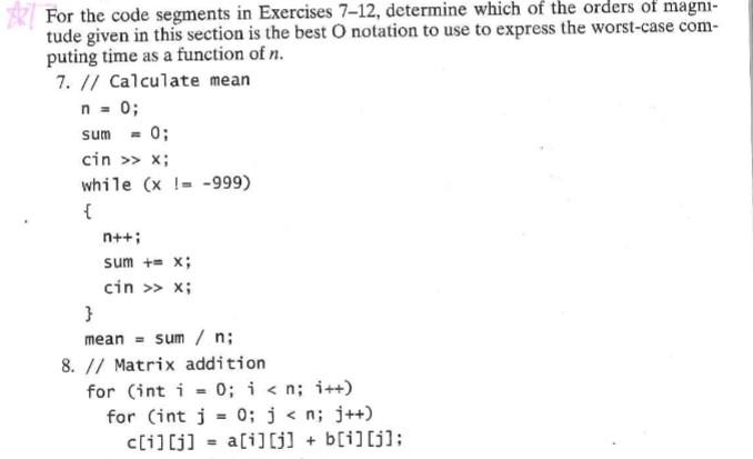 Solved For the code segments in Exercises 7-12, determine | Chegg.com
