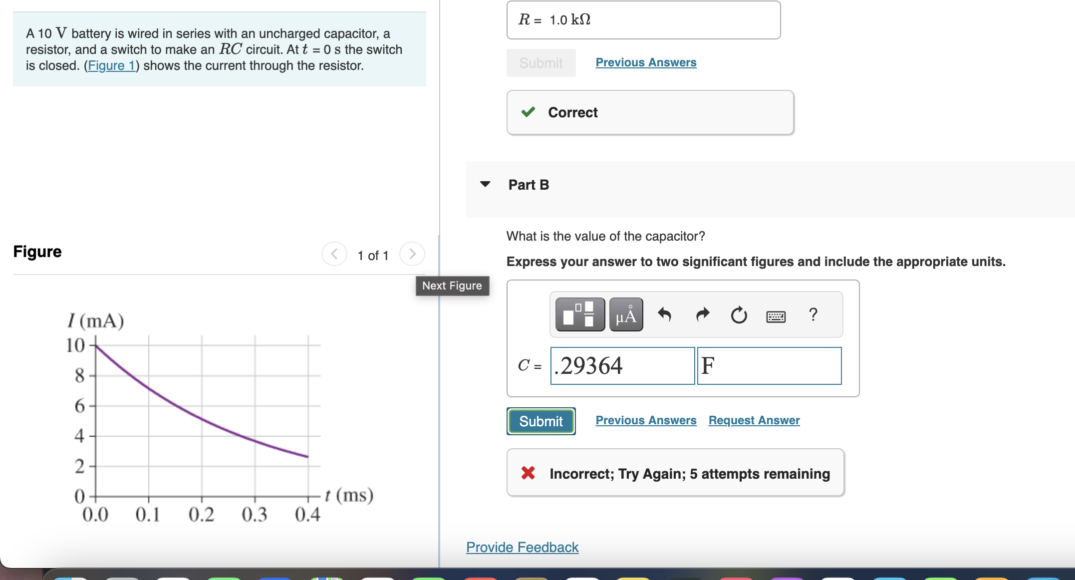 Solved A 10 V battery is wired in series with an uncharged