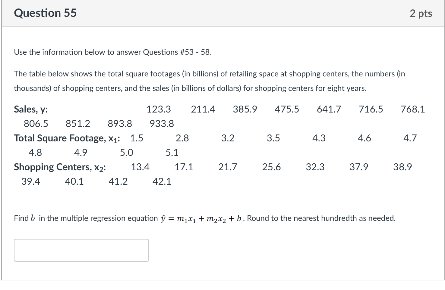 Solved Question 53 2 pts Use the information below to answer | Chegg.com