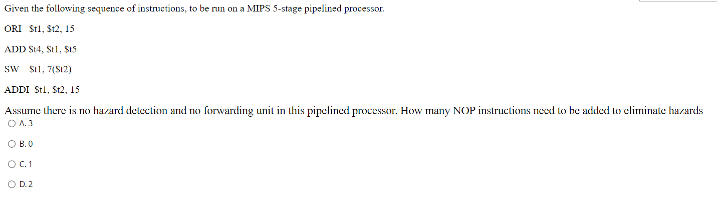 Solved Given The Following Sequence Of Instructions, To Be | Chegg.com