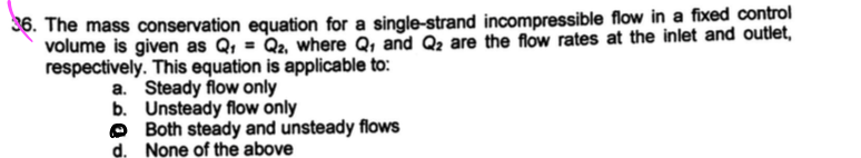 Solved 36 The Mass Conservation Equation For A 4718