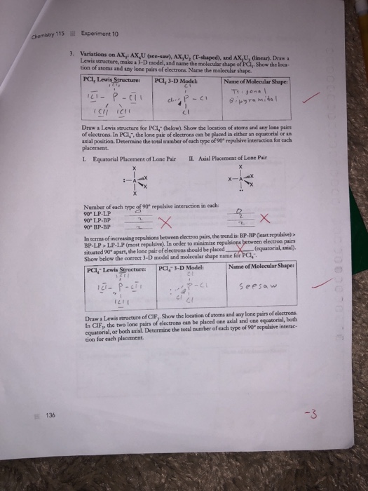 Solved VSEPR Theory: Shapes of Molecules Chamistry 115 4 | Chegg.com