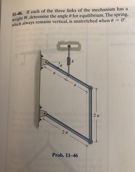 Solved 11-46. If each of the three links of the mechanism | Chegg.com