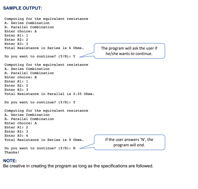 Solved PROBLEM: Write a program that computes the equivalent | Chegg.com