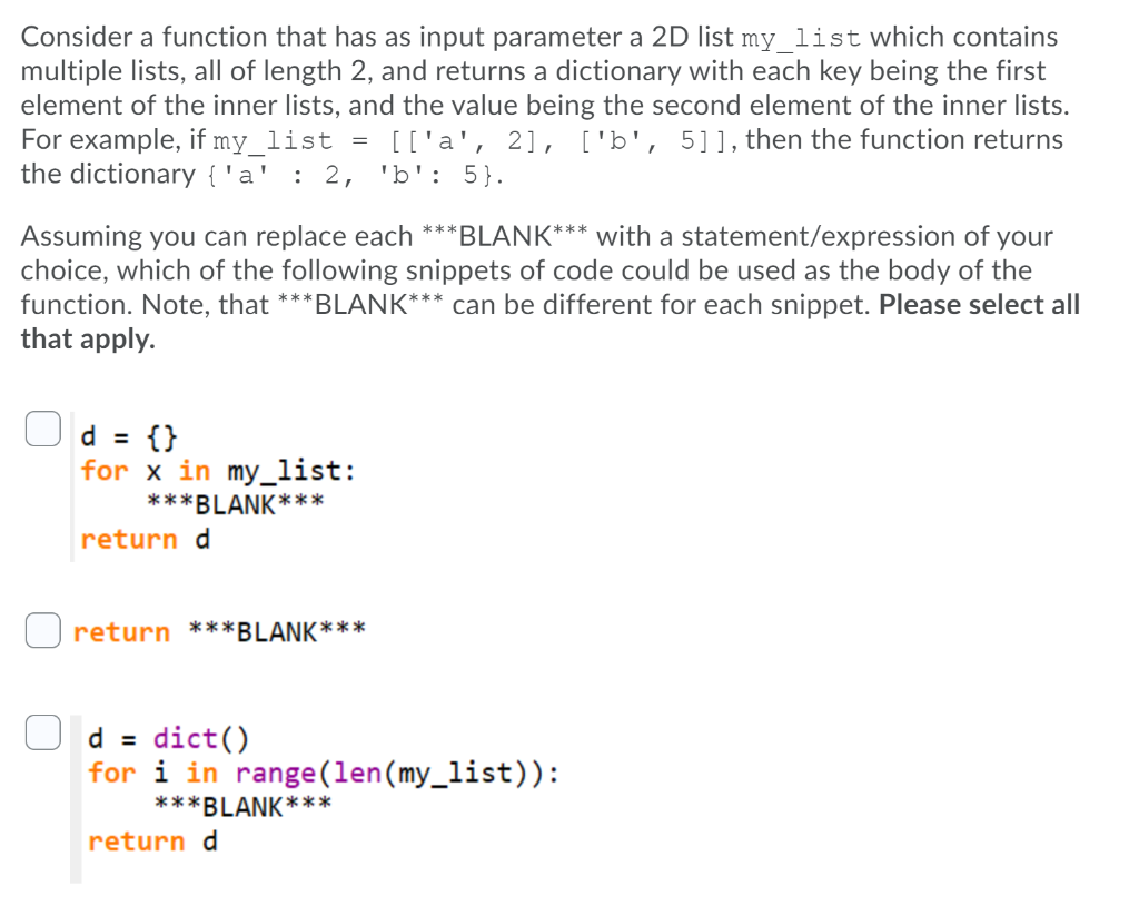 Solved Consider the following function docstring and code: | Chegg.com