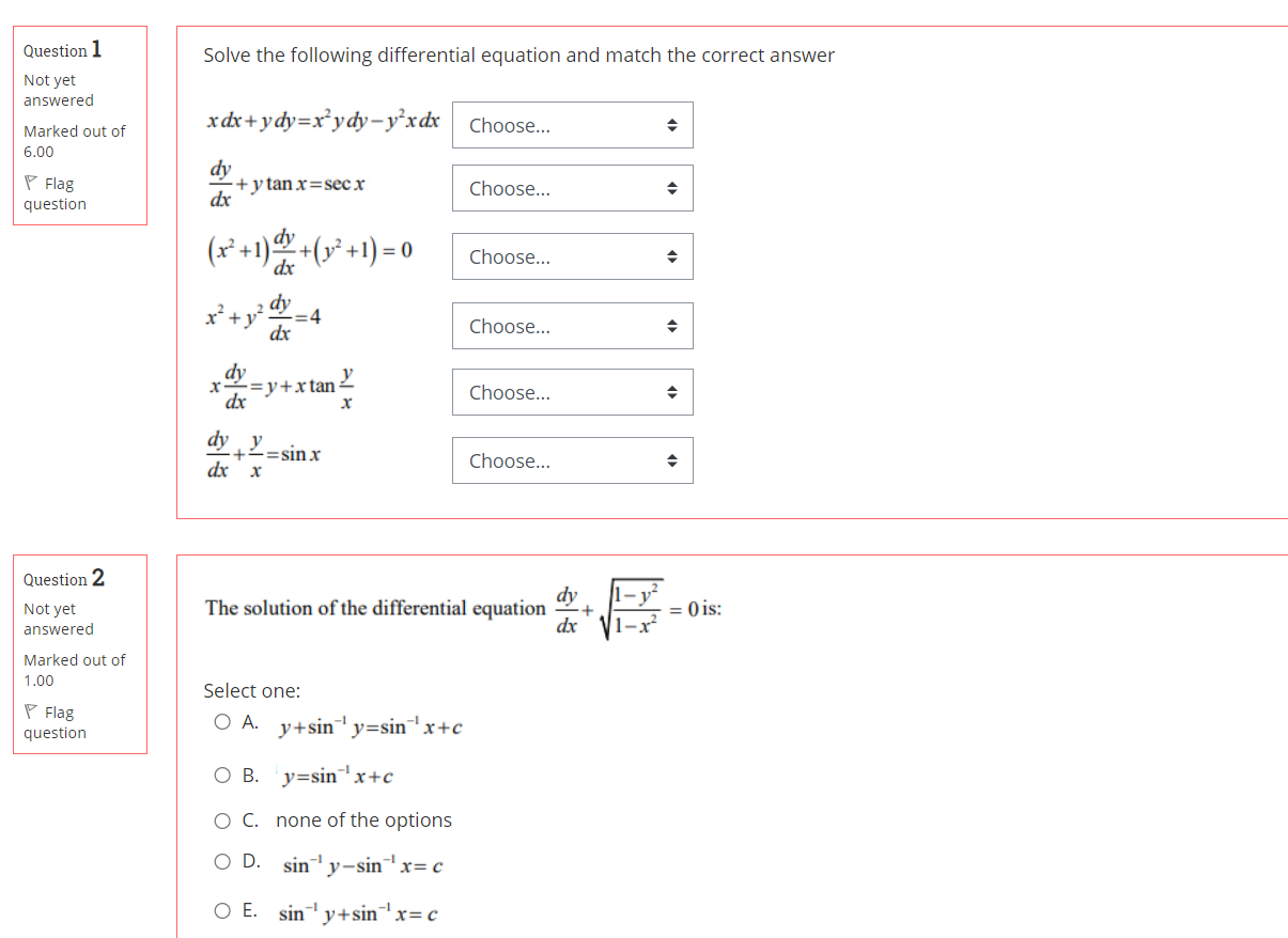 Solved Question 1 Solve the following differential equation | Chegg.com