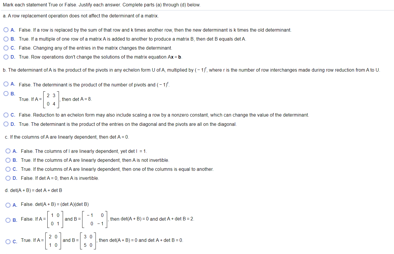 Solved Mark each statement True or False. Justify each Chegg