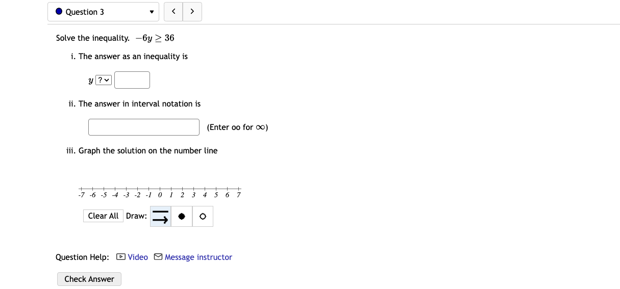 solve the inequality − 6x 12 ≤ 36