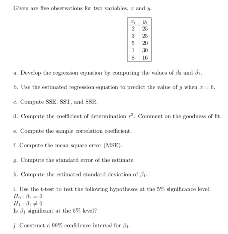 Observation Vs Variables R Solved Given are five observations for two variables, r and | Chegg.com