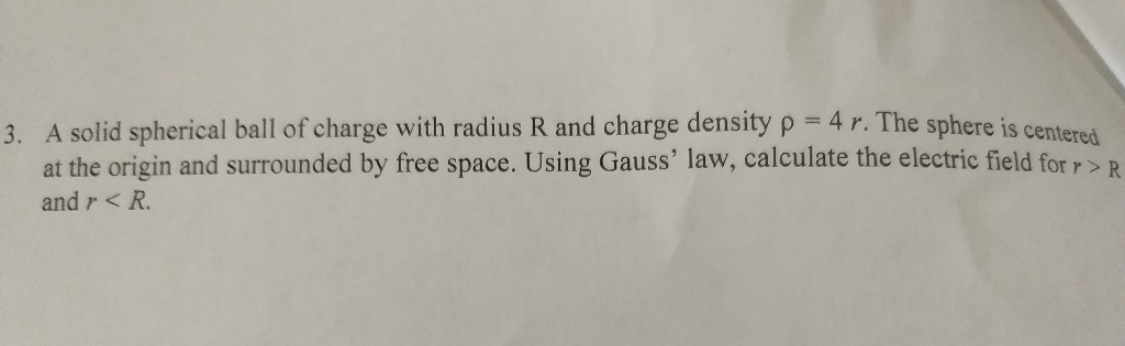 Solved 3. A solid spherical ball of charge with radius R and | Chegg.com