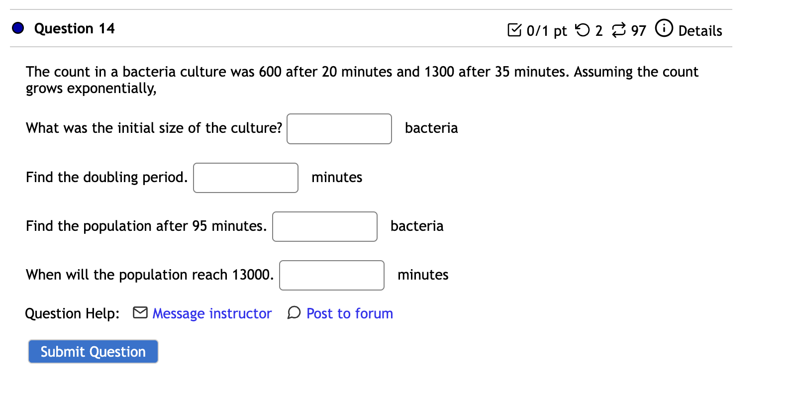 Solved Question 14 B0/1 Pt 52 397 Details The Count In A | Chegg.com