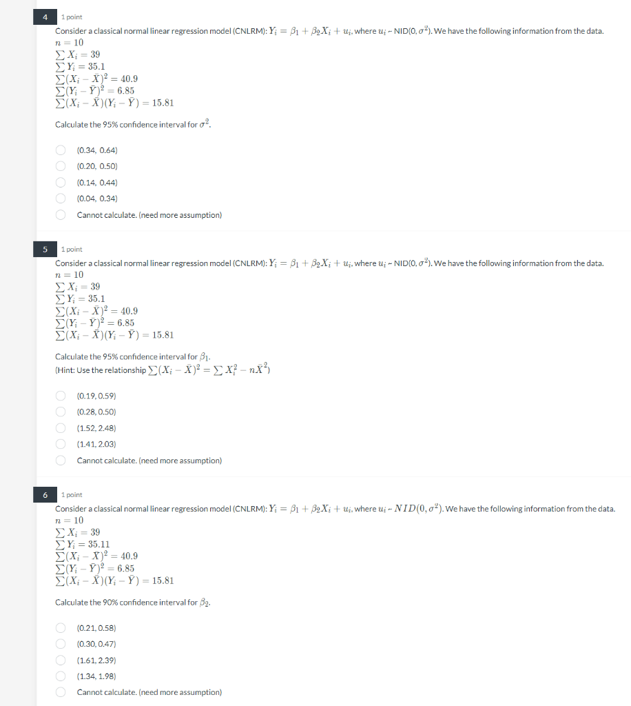 Solved 1 Point Consider A Classical Normal Linear Regression 6995