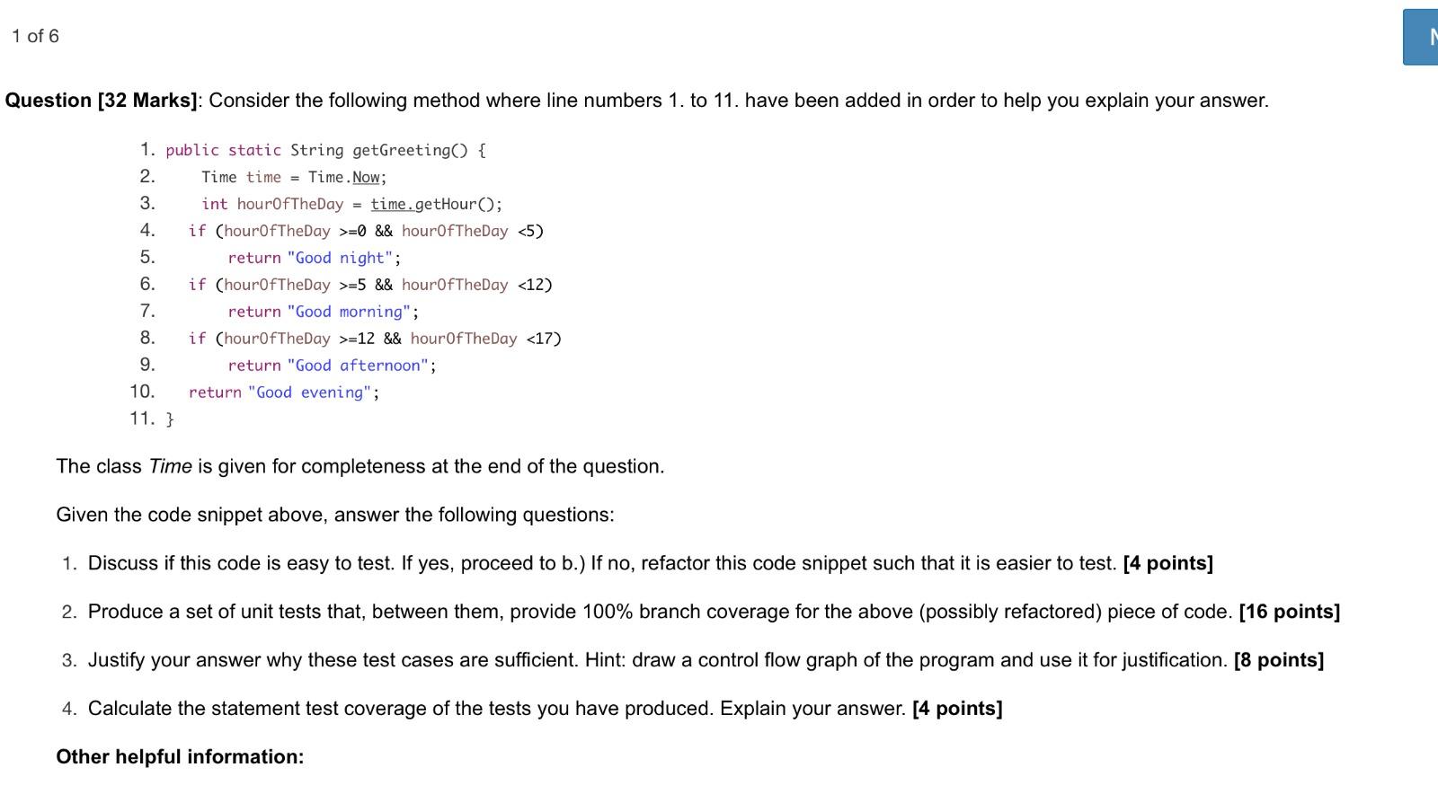 Solved 1 of 6 Question [32 Marks]: Consider the following | Chegg.com